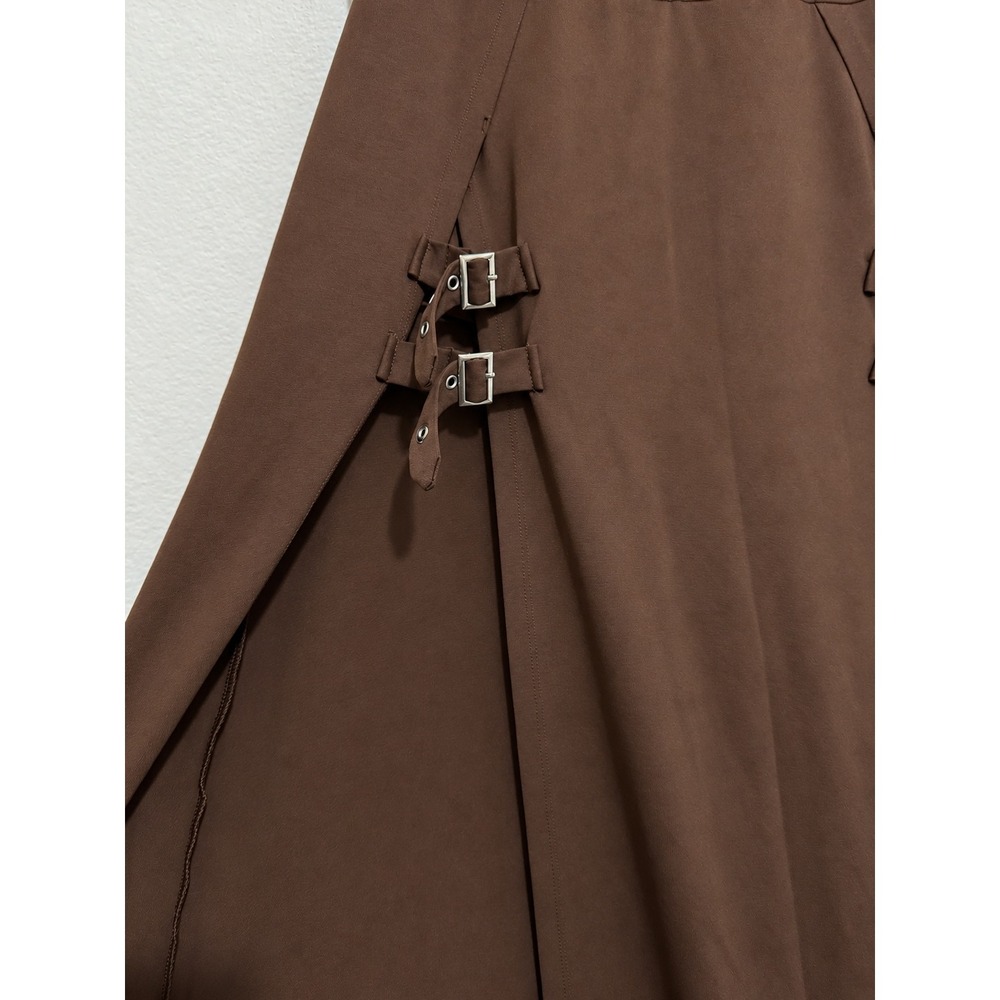 Halara High Waisted 2-in-1 Maxi Skort Brown Buckle Split A-Line Skirt Medium - Picture 3 of 6